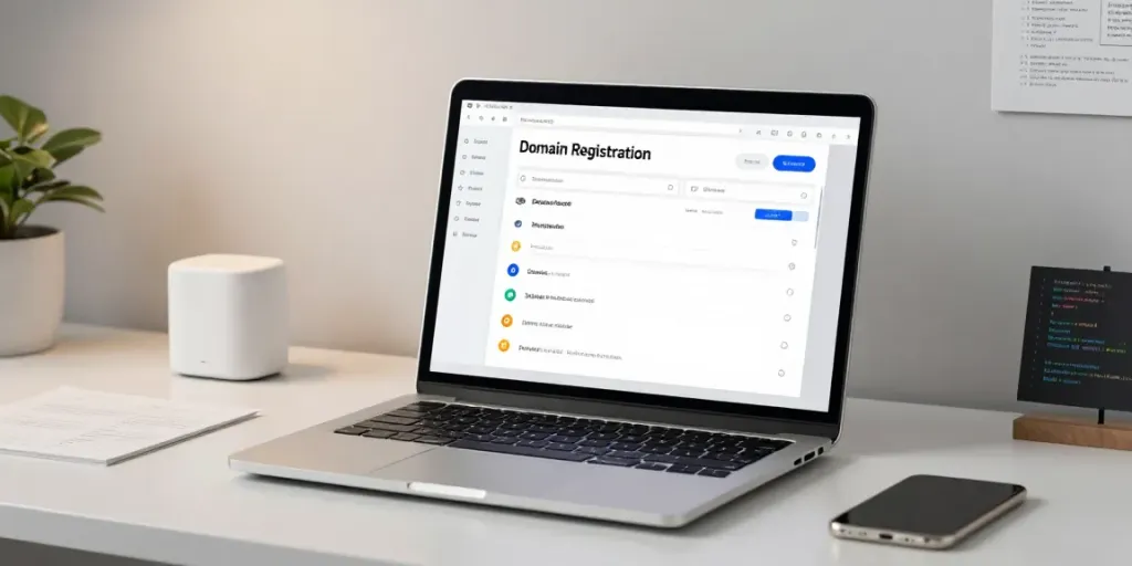 Buy .co.uk domain registration in a modern digital workspace with advanced technology.